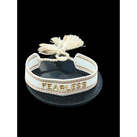 Fearless Friendship Bracelet Handmade Woven Adjustable White Tassel Wris… - Picture 5 of 8